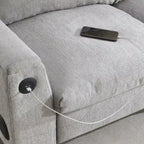 Divano componibile Smart in ciniglia da 96" con altoparlante Bluetooth, tavolino a scomparsa e caricatore USB