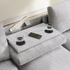 Divano componibile Smart in ciniglia da 96" con altoparlante Bluetooth, tavolino a scomparsa e caricatore USB