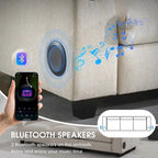 Divano componibile Smart in ciniglia da 96" con altoparlante Bluetooth, tavolino a scomparsa e caricatore USB