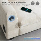Divano componibile Smart in ciniglia da 96" con altoparlante Bluetooth, tavolino a scomparsa e caricatore USB
