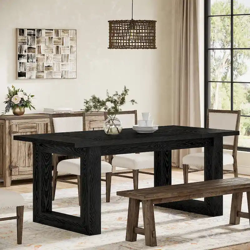 Tavolo da pranzo rettangolare in legno stile rustico da 160 cm per 4-6 persone