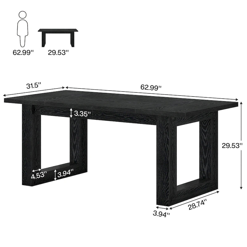 Tavolo da pranzo rettangolare in legno stile rustico da 160 cm per 4-6 persone