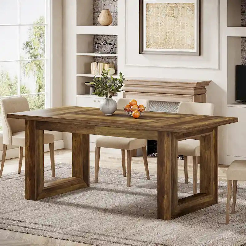 Tavolo da pranzo rettangolare in legno stile rustico da 160 cm per 4-6 persone