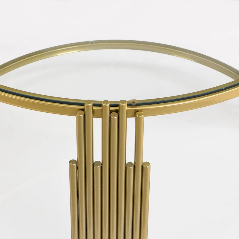 Tavolino da caffè in vetro temperato da 31,5" con design asimmetrico in metallo e ripiano inferiore