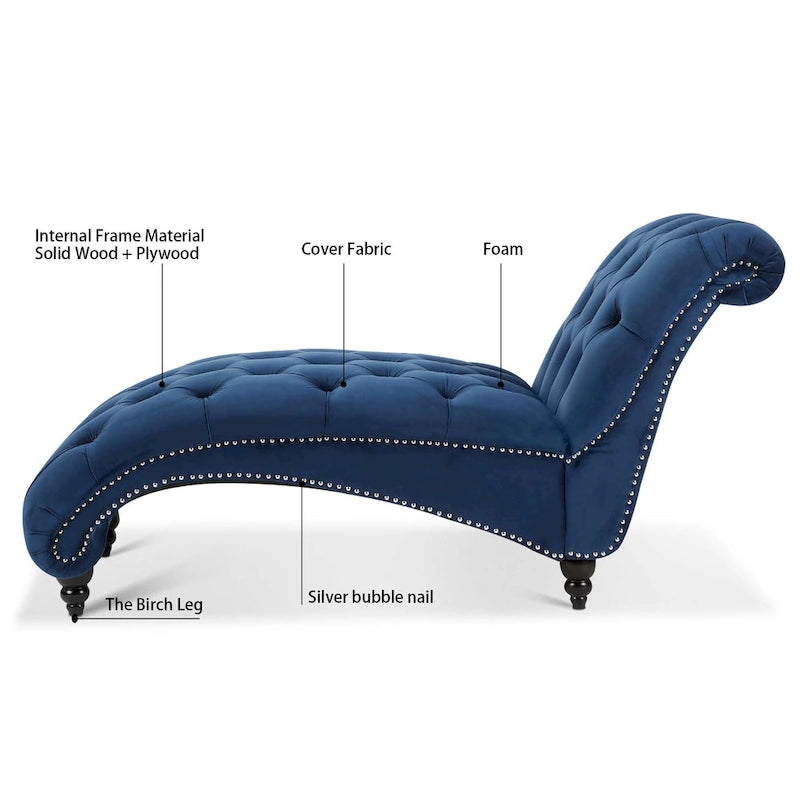 Poltrona a Sdraio Trapuntata "Blue 27" con Rifiniture Borchiate