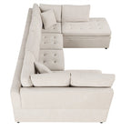 Divano componibile a U da 297 cm, 6 posti, oversize, beige, con letto estraibile