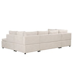 Divano componibile a U da 297 cm, 6 posti, oversize, beige, con letto estraibile