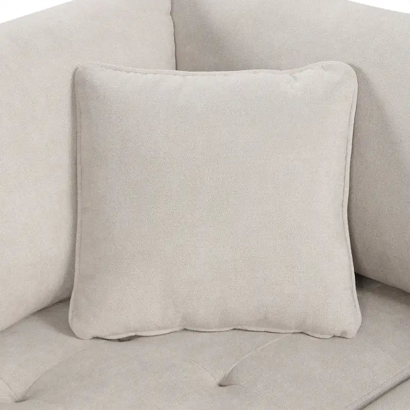 Divano componibile a U da 297 cm, 6 posti, oversize, beige, con letto estraibile