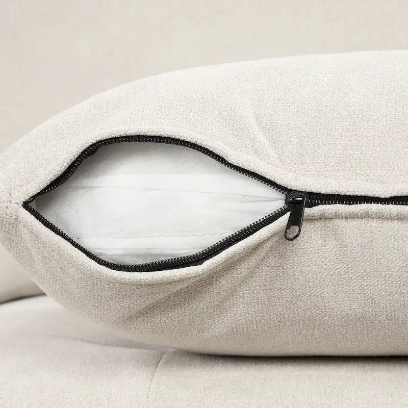 Divano componibile a U da 297 cm, 6 posti, oversize, beige, con letto estraibile