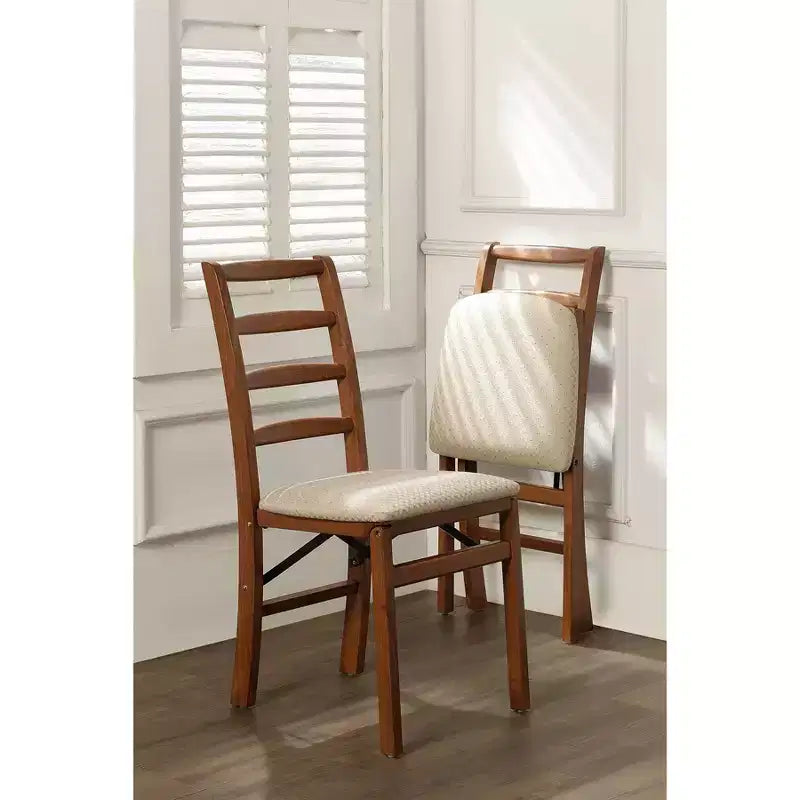 Stakmore Set di 2 sedie pieghevoli Shaker Ladderback in legno massello di ciliegio, completamente assemblate