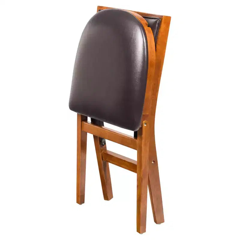 Stakmore Set di 2 Sedie Pieghevoli Retro con Schienale Imbottito, Seduta in Poliestere Color Legno Fruttato, Completamente Assemblate