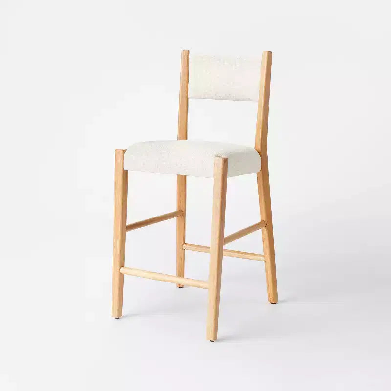 2pk Yalecrest Upholstered Seat and Back with Wood Frame Counter Height Barstools Cream/Natural - Threshold™ designed with Studio McGee