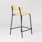 Set di 2 sgabelli da bancone in legno da 24" con base in metallo e poggiapiedi naturale - Room Essentials™