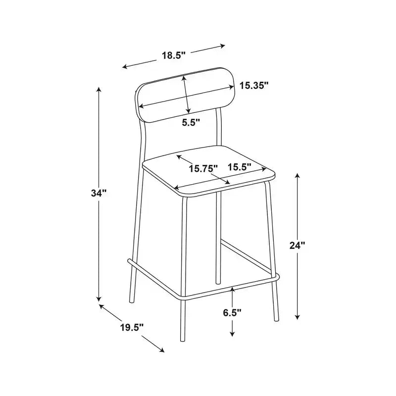 Set di 2 sgabelli da bancone in legno da 24" con base in metallo e poggiapiedi naturale - Room Essentials™