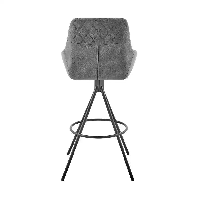Sgabello da Bar Odessa da 30" con Rivestimento in Tessuto Nero/Antracite - Armen Living: Struttura in Metallo Opaco, Schienale Quadrato