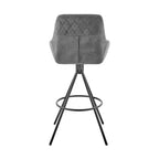 Sgabello da Bar Odessa da 30" con Rivestimento in Tessuto Nero/Antracite - Armen Living: Struttura in Metallo Opaco, Schienale Quadrato