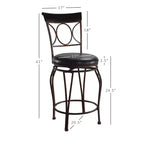 Sgabello da bar con schienale rotondo, altezza bancone, imbottito, girevole, 61 cm, in metallo/nero - Linon: Design elegante, seduta confortevole