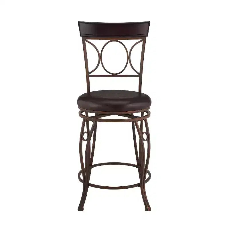 Sgabello da bar con schienale rotondo, altezza bancone, imbottito, girevole, 61 cm, in metallo/nero - Linon: Design elegante, seduta confortevole