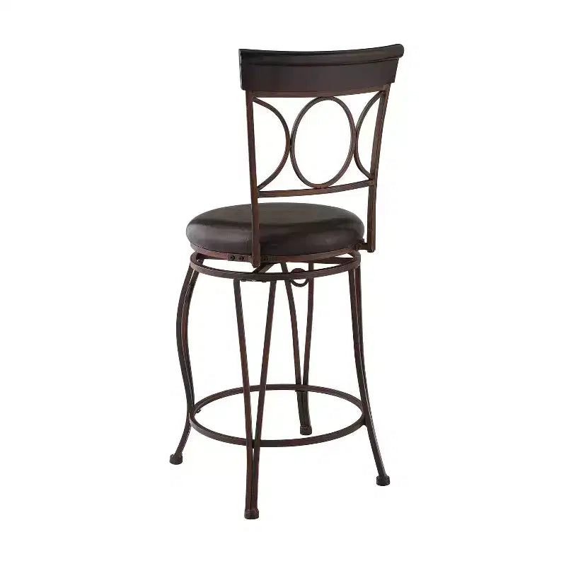 Sgabello da bar con schienale rotondo, altezza bancone, imbottito, girevole, 61 cm, in metallo/nero - Linon: Design elegante, seduta confortevole