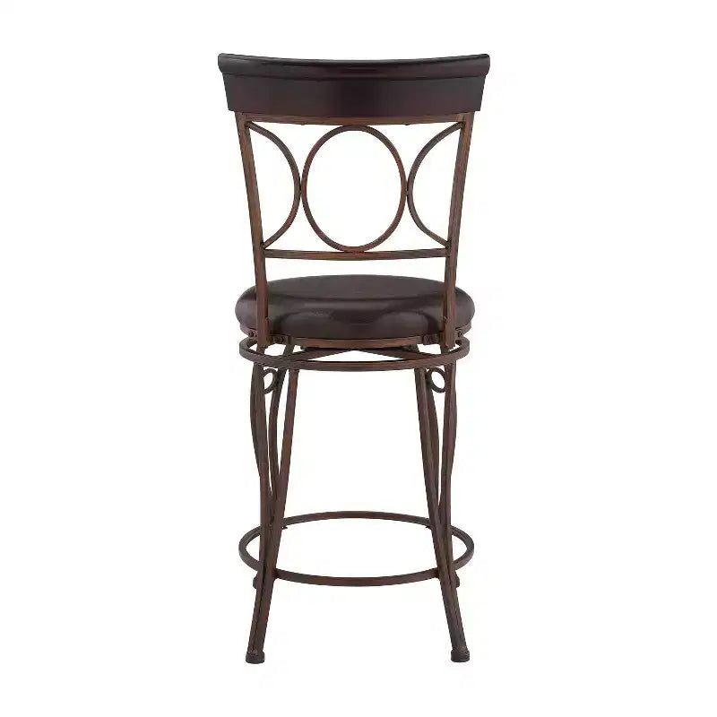 Sgabello da bar con schienale rotondo, altezza bancone, imbottito, girevole, 61 cm, in metallo/nero - Linon: Design elegante, seduta confortevole
