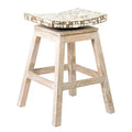 24" Carnation Coconut Shell Inlay Counter Height Barstool Brown - East At Main: Mango Wood Base, No Assembly Required