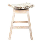 Sgabello da bar altezza bancone Carnation con intarsio in guscio di cocco da 24" marrone - East At Main: Base in legno di mango, nessun montaggio richiesto