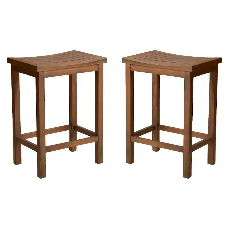 Set of 2 Easton Slat 24" Counter Height Barstool Mahogany - Christopher Knight Home: Armless, Dark Red, Hardwood Frame, Solid Pattern