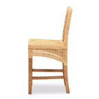 Sgabello da bar Bali & Pari Moscow in rattan e legno con altezza bancone, naturale/noce: stile bohémien, struttura in mango, nessun montaggio richiesto