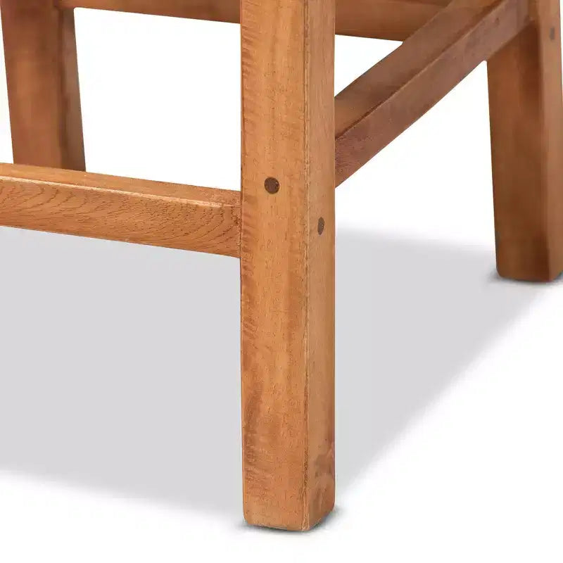 Sgabello da bar Bali & Pari Moscow in rattan e legno con altezza bancone, naturale/noce: stile bohémien, struttura in mango, nessun montaggio richiesto