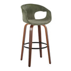 LumiSource Set di 2 Sgabelli da Bar Curva Legno Noce/Tessuto Verde