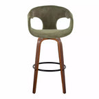 LumiSource Set di 2 Sgabelli da Bar Curva Legno Noce/Tessuto Verde