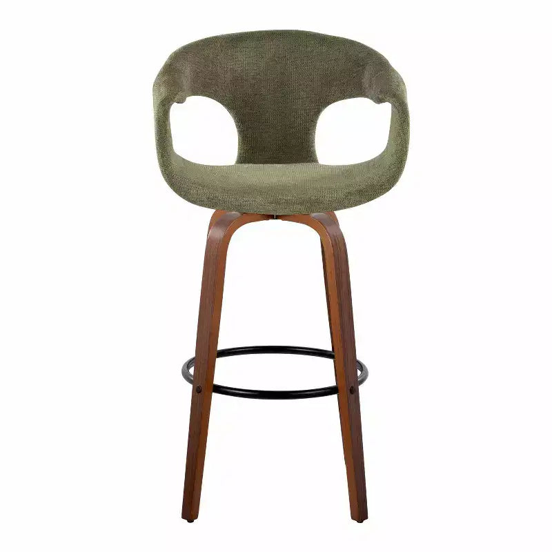 LumiSource Set di 2 Sgabelli da Bar Curva Legno Noce/Tessuto Verde