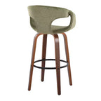 LumiSource Set di 2 Sgabelli da Bar Curva Legno Noce/Tessuto Verde