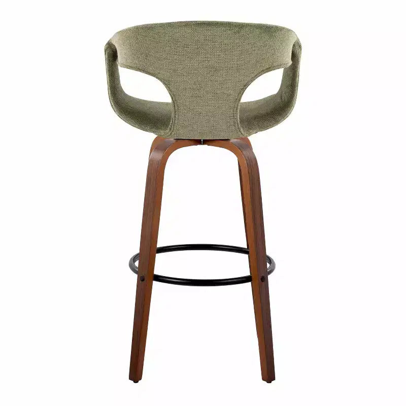 LumiSource Set di 2 Sgabelli da Bar Curva Legno Noce/Tessuto Verde
