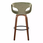 LumiSource Set di 2 Sgabelli da Bar Curva Legno Noce/Tessuto Verde