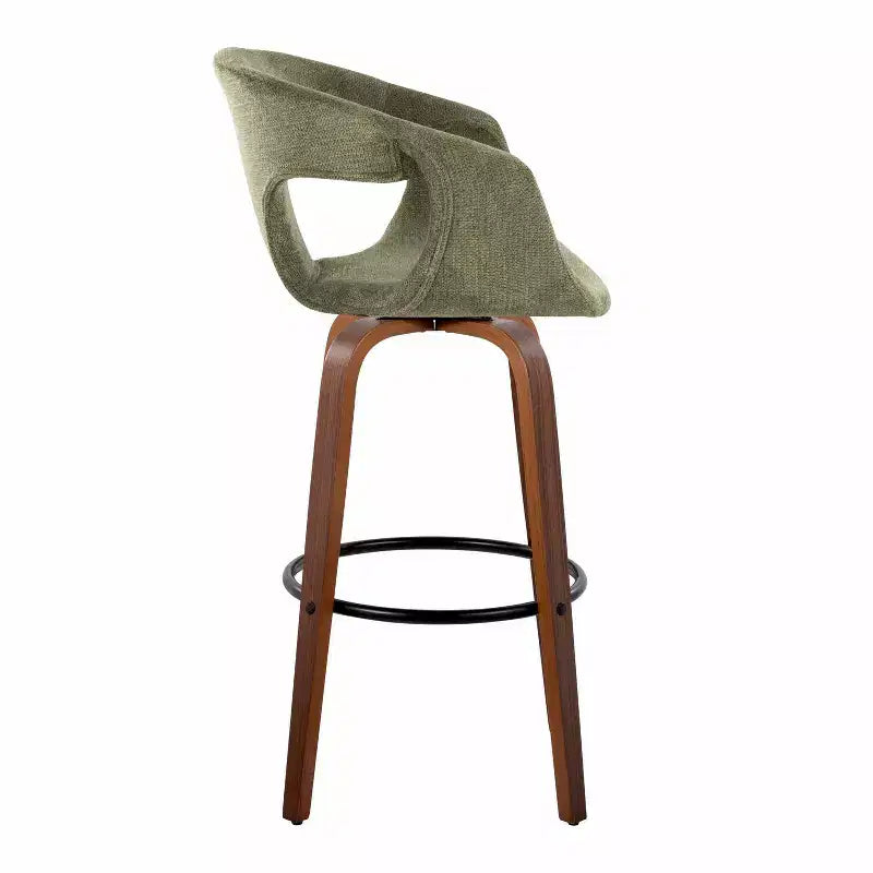 LumiSource Set di 2 Sgabelli da Bar Curva Legno Noce/Tessuto Verde