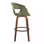 LumiSource Set di 2 Sgabelli da Bar Curva Legno Noce/Tessuto Verde