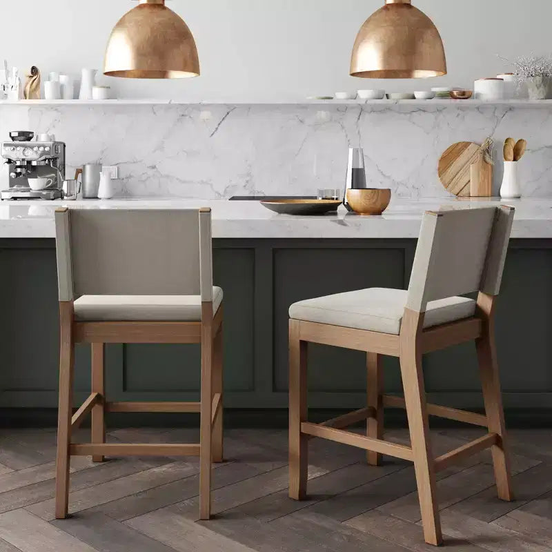 Nathan James Set di 2 sgabelli da bar Linus Beige/Marrone chiaro