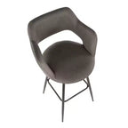 LumiSource Set di 2 Sgabelli Margarite in Metallo Nero/Similpelle Grigia