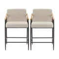 Christopher Knight Home Set of 2 Ruby Mid Century Modern Upholstered Counter Stool with Iron Frame Counter Height Barstools Beige/Espresso
