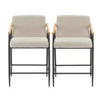 Christopher Knight Home Set of 2 Ruby Mid Century Modern Upholstered Counter Stool with Iron Frame Counter Height Barstools Beige/Espresso