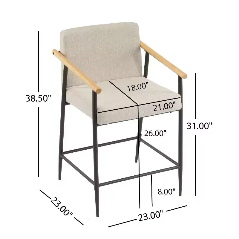 Christopher Knight Home, set di 2 sgabelli da bancone Ruby in stile Mid-Century moderno imbottiti con struttura in ferro, altezza bancone, Beige/Espresso