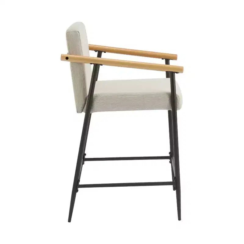 Christopher Knight Home, set di 2 sgabelli da bancone Ruby in stile Mid-Century moderno imbottiti con struttura in ferro, altezza bancone, Beige/Espresso