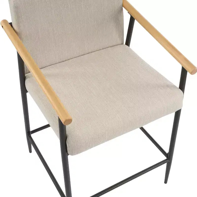 Christopher Knight Home, set di 2 sgabelli da bancone Ruby in stile Mid-Century moderno imbottiti con struttura in ferro, altezza bancone, Beige/Espresso