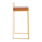 LumiSource Set di 3 sgabelli Fuji Stacker Acciaio oro/PU cammello