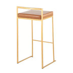 LumiSource Set di 3 sgabelli Fuji Stacker Acciaio oro/PU cammello