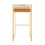 LumiSource Set di 3 sgabelli Fuji Stacker Acciaio oro/PU cammello
