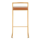 LumiSource Set di 3 sgabelli Fuji Stacker Acciaio oro/PU cammello