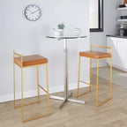 LumiSource Set di 3 sgabelli Fuji Stacker Acciaio oro/PU cammello