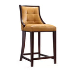 Manhattan Comfort Set di 2 Sgabelli da Bar Fifth Ave in Legno di Faggio Rivestiti Colore Cammello: Similpelle, Nessun Montaggio Richiesto